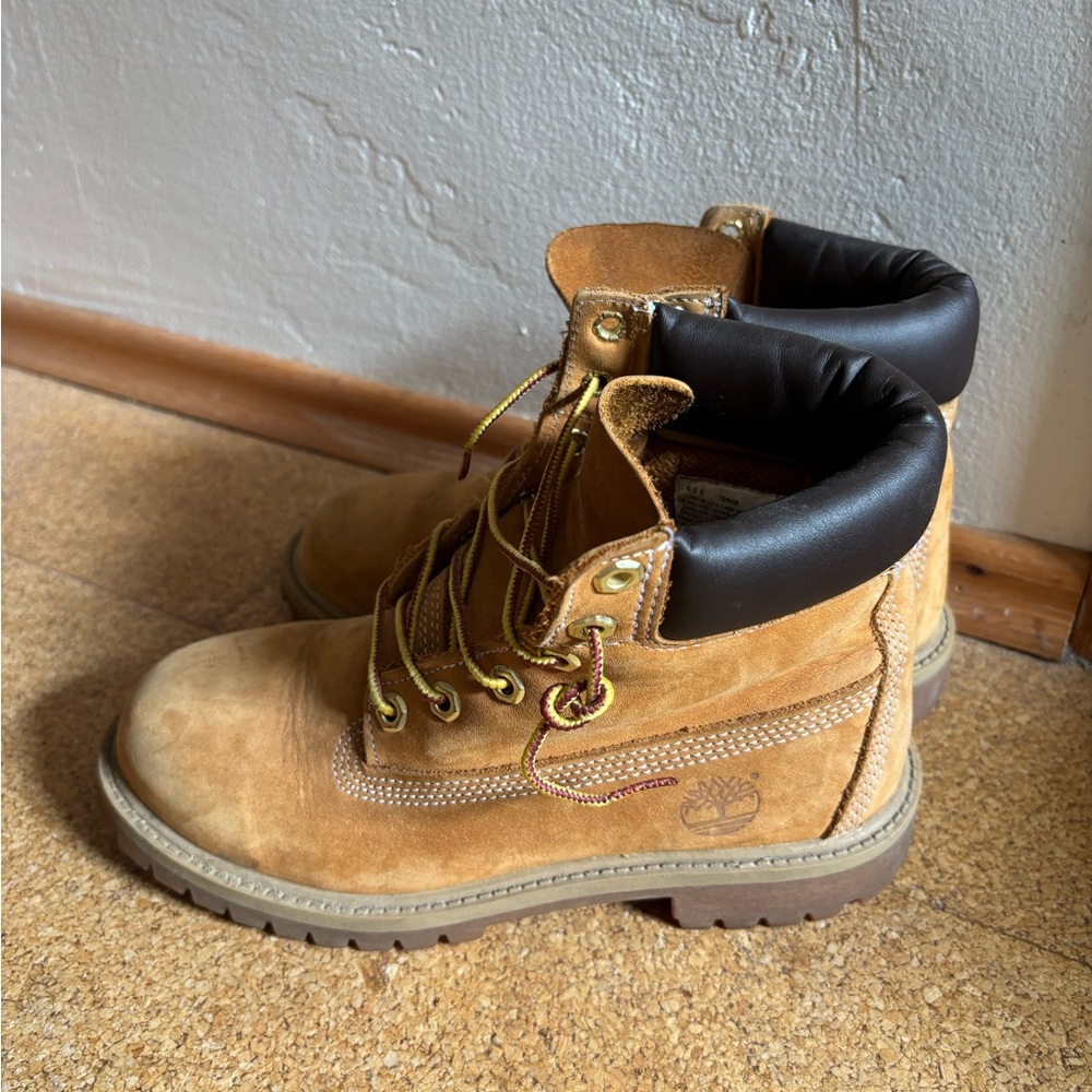 Timberland Wheat Nubuck Boots with Black Collar